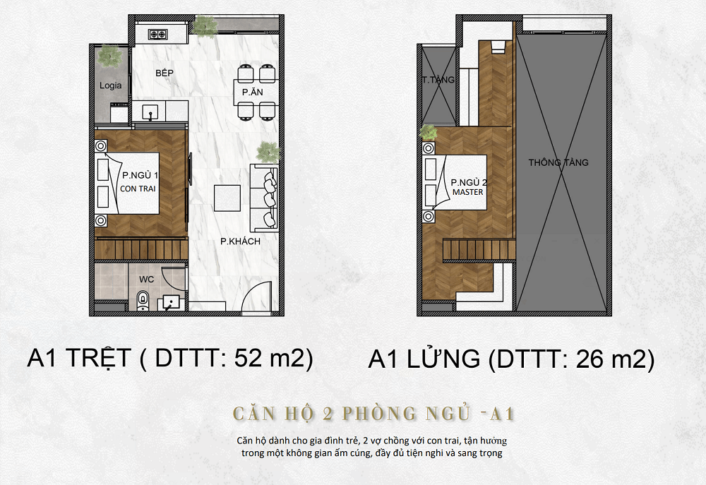 thiết kế căn hộ 2 PN