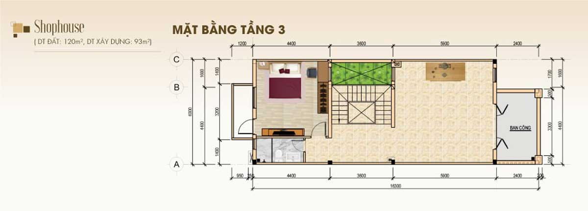 mat bang tang 3 shophouse stc long thanh