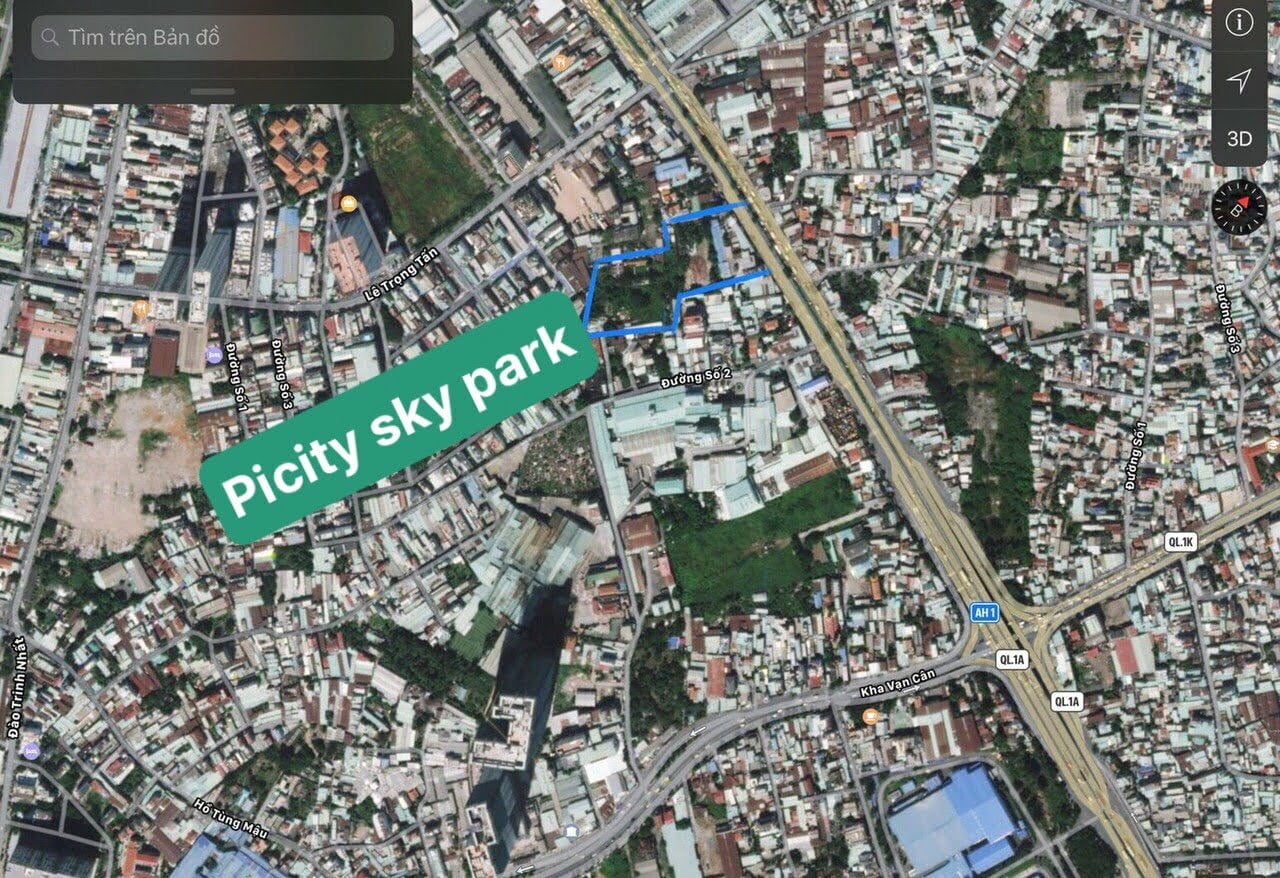 vị trí thực tế được chụp trên google maps