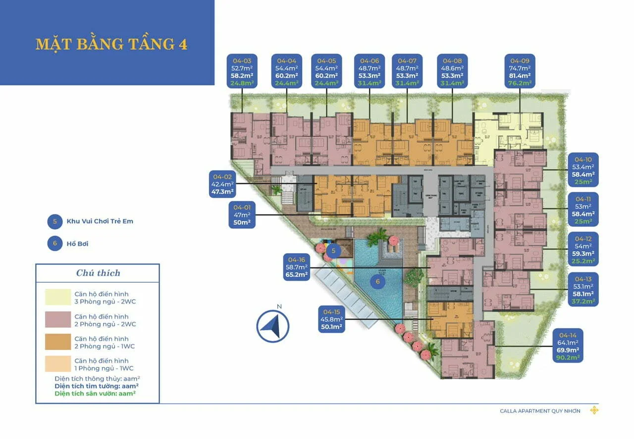 mặt bằng tầng 4 dự án