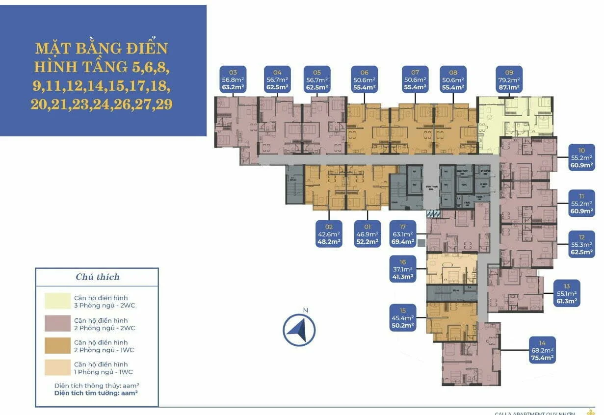 mặt bằng tầng điển hình dự án