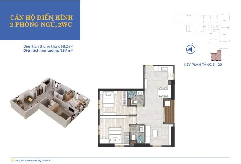 thiết kế căn hộ 2 PN