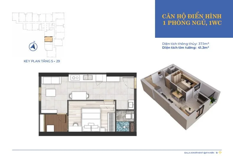 thiết kế căn hộ 1 PN