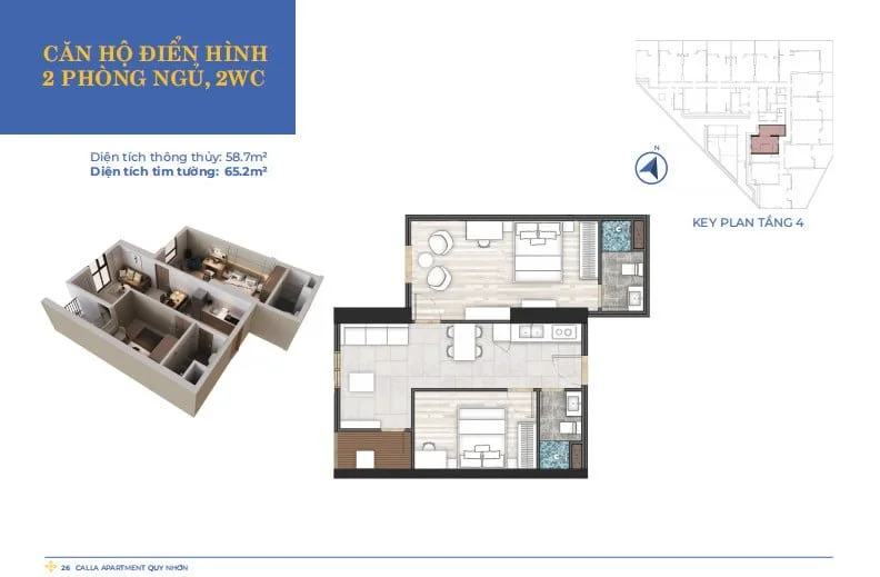thiết kế căn hộ 2PN 