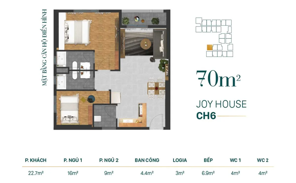 thiet-ke-can-ho-CH06-phuc-dat-tower thiết kế căn hộ 70 m2
