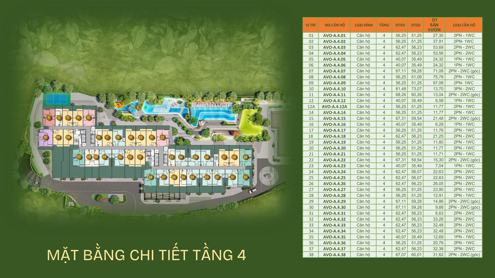 TT AVIO mặt bằng tầng 4 dự án