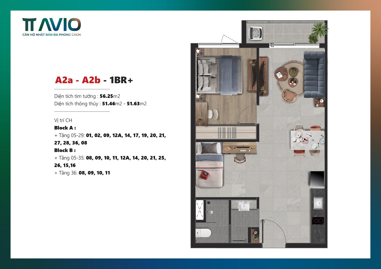 TT AVIO thiết kế 1 PN 2 WC